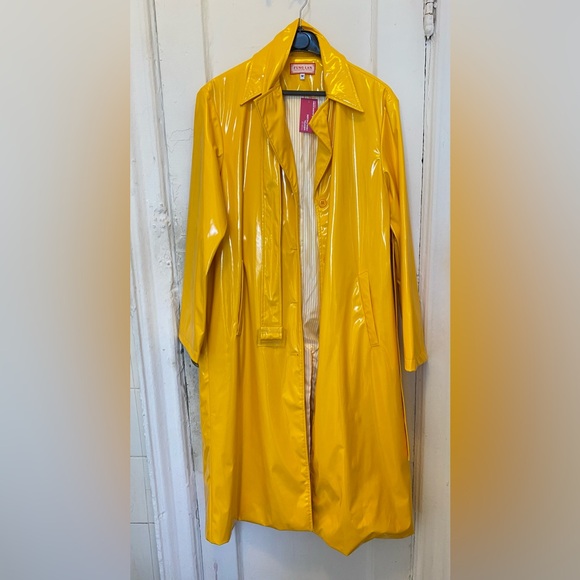 FUNG LAN & CO Bright Yellow rain coat. Bright lemon luxury rain jacket. - Picture 3 of 7